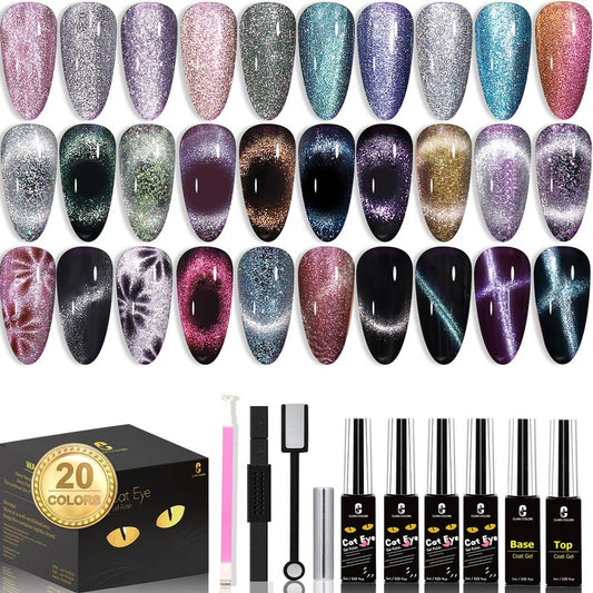 Clara Colors 32 Colors 14ml Gel Nail Polish Kit with UV Light, All In One Gel Polish Set with 48W Light Base and Matte Glossy Top Coat Essential Manicure Tools Nails Art Decorations