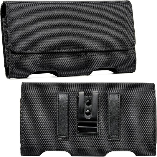 BECPLT for Galaxy S24 Ultra S23 Ultra S22 Ultra S21 Ultra Nylon Belt Holster Case Cell Phone Pouch Belt Clip Holder Phone Holster Pouch Cover for Galaxy Note 20 Ultra 5G Note 10+ Plus 5G A14 A71-Black
