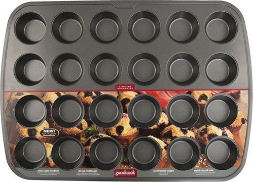 GoodCook Nonstick Cupcake Pan - Bake 24 Perfectly Shaped Cupcakes | Durable & Easy to Clean