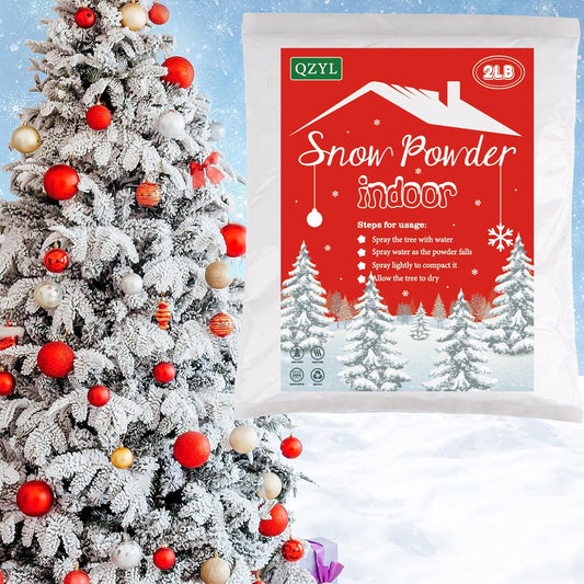 Snow Flocking Powder - 2 lbs Self-Adhesive White Snow Flock for Christmas Tree & Holiday Decor