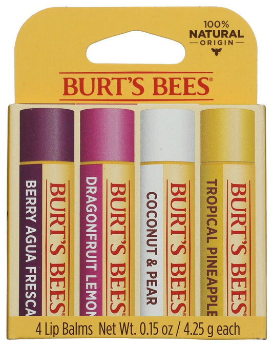 Burts Bees, Lip Balm Tropical Assortment 4 Count, 0.6 Ounce