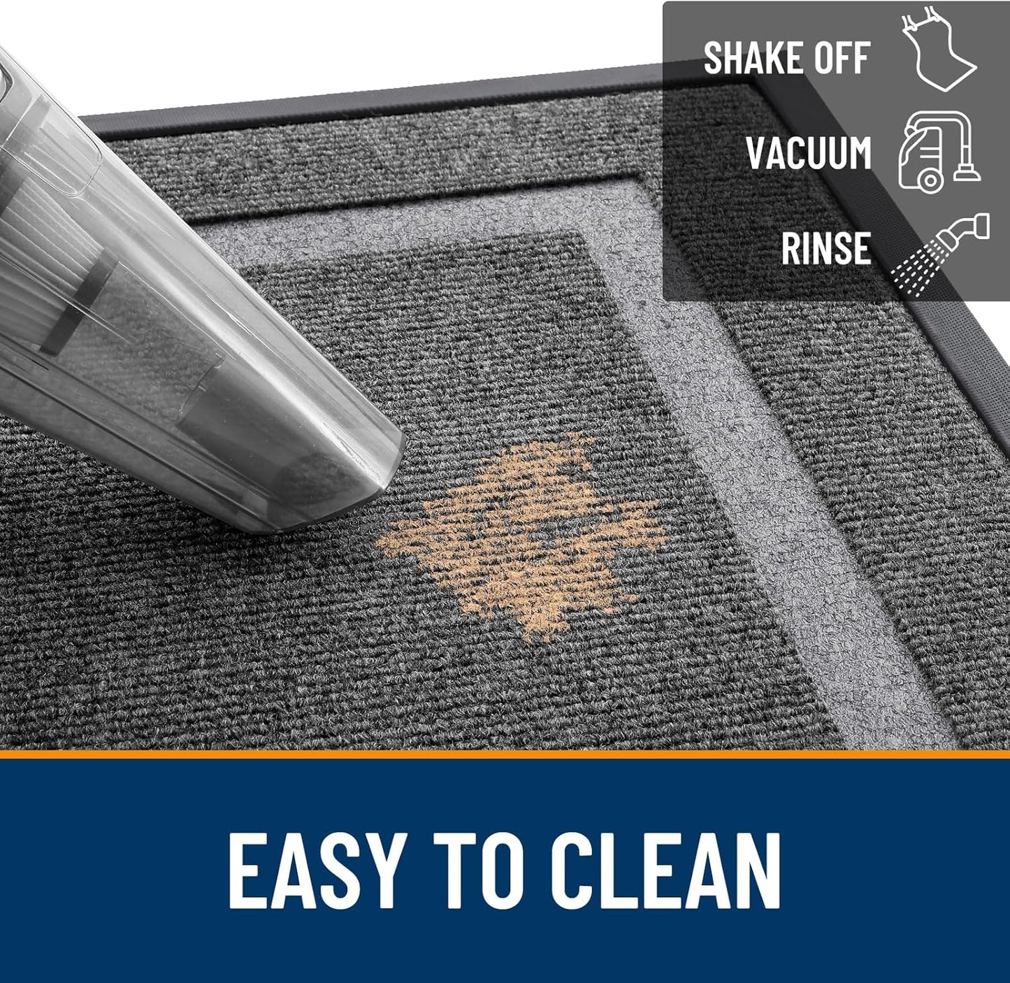 OLANLY Waterproof Front Door Mat - All-Season, Sturdy Natural Rubber, Easy Clean | 59x35, Dark Grey