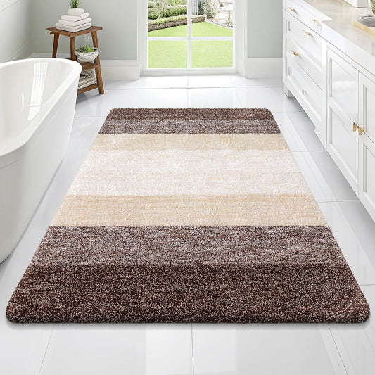 OLANLY Large Bathroom Rugs - Extra Soft Microfiber Mat, Quick Dry & Machine Washable, 70x46, Brown
