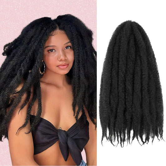 Marley Twist Braiding Hair 8 Packs Marley Twist Hair Cuban Twist Hair 24 Inch Afro Kinky Curly Twist Crochet Hair Cuban Twist Soft and Natural Hair 1B Black (1B, 30inch)