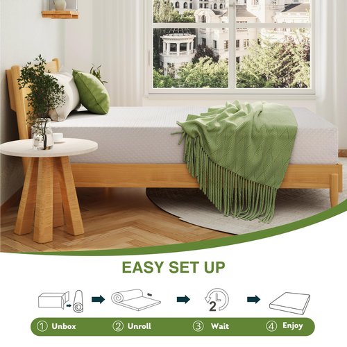 EGOHOME Twin XL Memory Foam Mattress, 5 Inch Bed Mattress in a Box with Cooling Green Tea Gel, Relieve Pressure with Medium Support, CertiPUR-US Certified, 80''L x 38''W, White