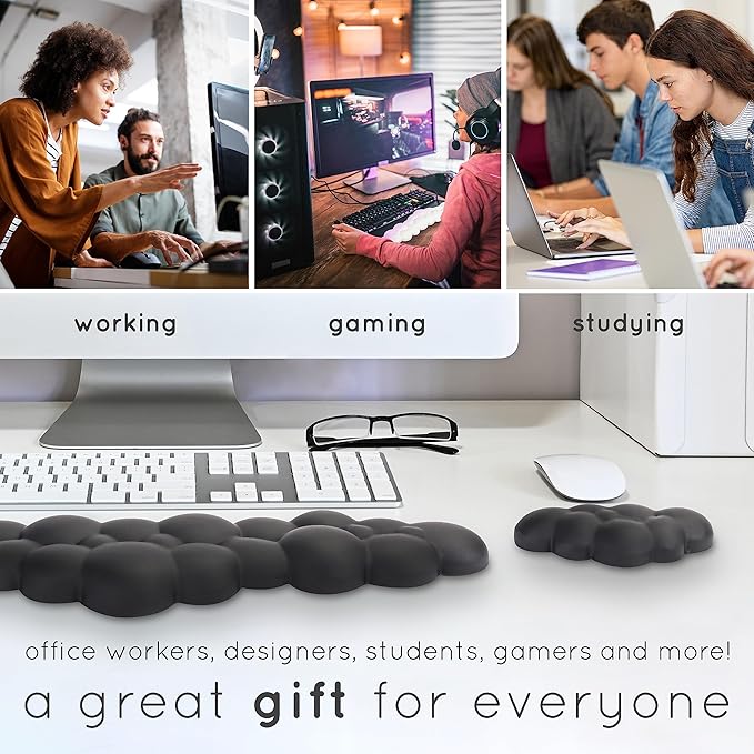 Cloud Keyboard Wrist Rest – Create-ables Qloud Cloud Wrist Rest for Computer Keyboard and Mouse, Ergonomic Memory Foam Wrist Pad with Non-Slip Base, Includes Cloud Mouse Pad – Dark Teal