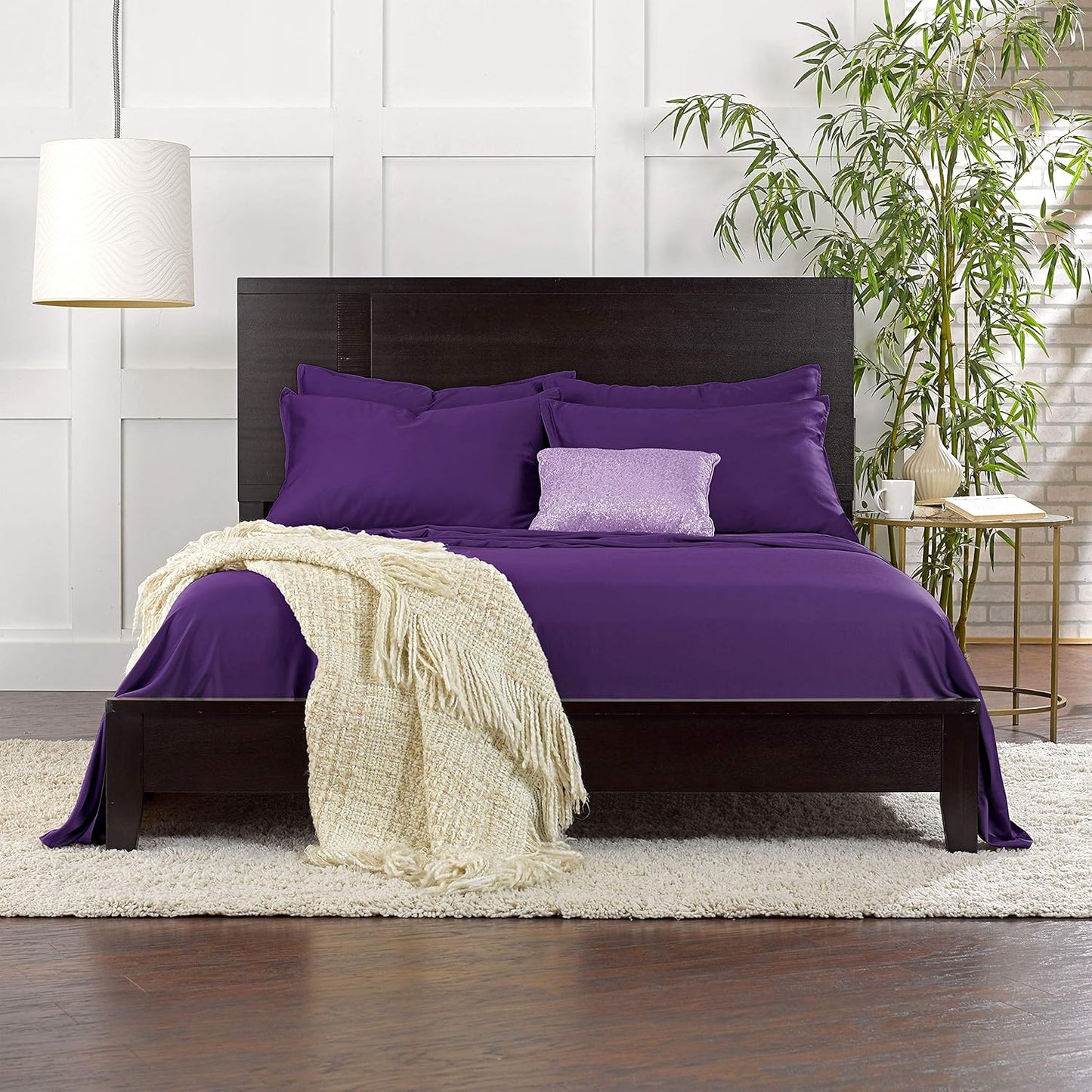 Pure Bamboo Twin Sheets - 100% Organic Viscose Bed Sheet Set | Luxuriously Soft & Cooling, Purple