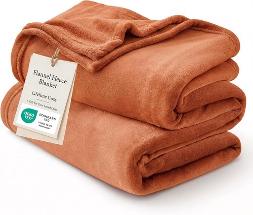 Bedsure GentleSoft Fleece Blanket - King Size Dark Orange, 280GSM Soft & Cozy for Bed, Sofa, Travel