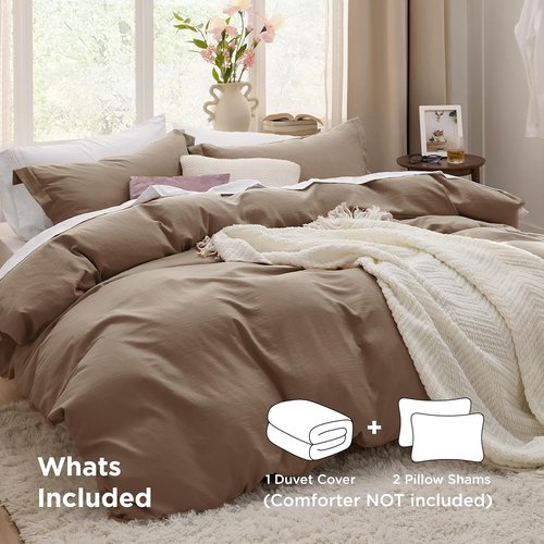 Bedsure Oversized King Duvet Cover - Extra Soft Prewashed Cotton-Like Polyester Bedding Set, 120x98 Inches with Zipper Closure & 2 Pillow Shams