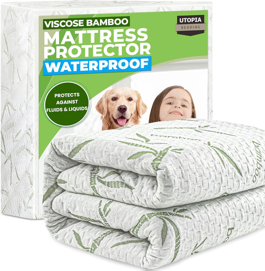Utopia Bedding Waterproof Mattress Protector - Twin XL, Soft Bamboo Viscose, 15-Inch Deep Pockets
