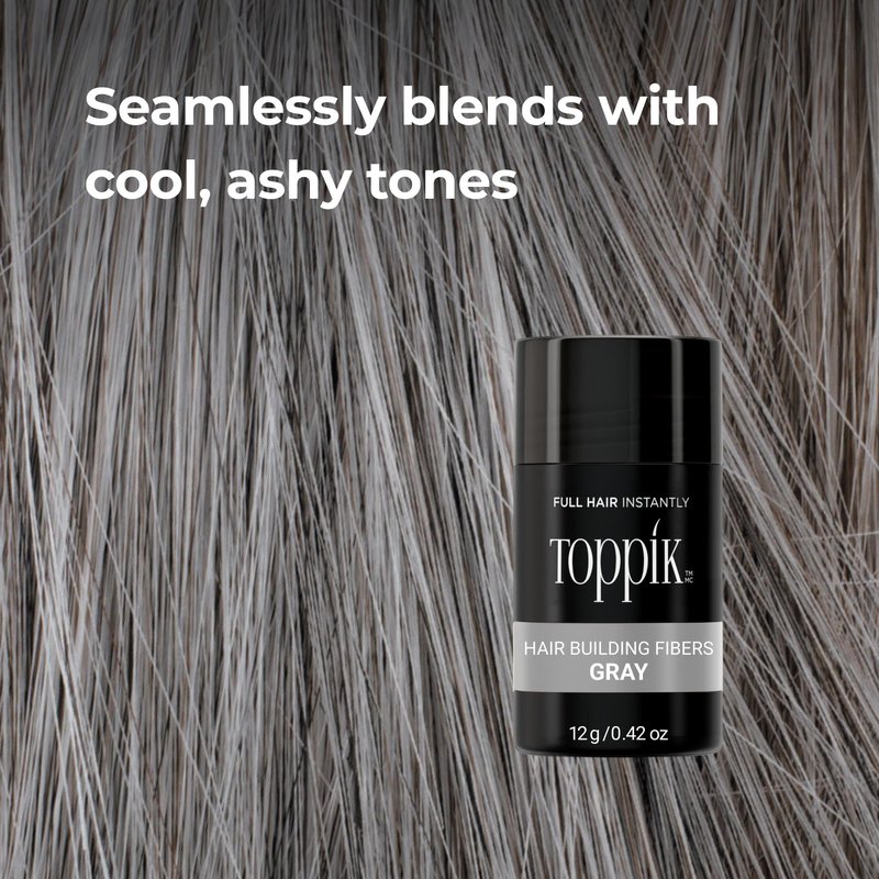 Toppik Hair Building Fibers, Gray, 12g Fill In Fine or Thinning Hair, Instantly Thicker, Fuller Looking, 9 Shades for Men & Women, Keratin Protein Formula