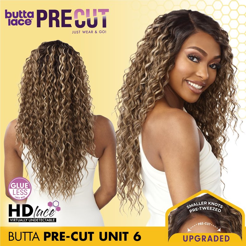 Sensationnel Butta Lace Precut Wigs - Unit 6 Glueless Extra Wide 5 Inch Deep Parting Synthetic Pre Tweezed Smaller Knot Hairline (TH2/COPPER)