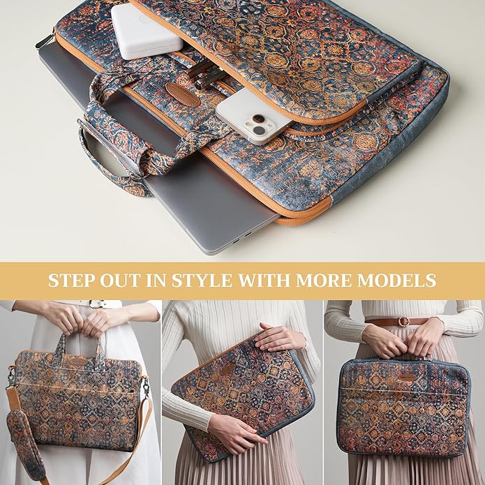 Maison d'Hermine Laptop Bag with Pocket Upto 13.5 inch Stain and Water Repellent Cotton Canvas Spring Summer (Imperfection)