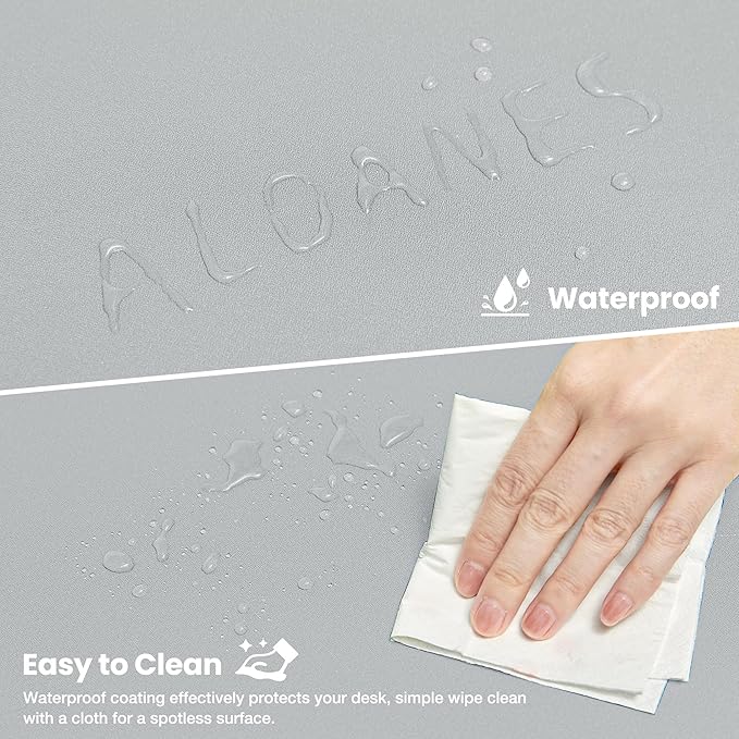 ALOANES Waterproof Mouse Pad with Durable Stitched Edge, Gaming Keyboard, Non-Slip Rubber Base Mouse Mat, Extended Desk pad for Gamer, Office& Home, Gray Mousepad XL(31.50"x11.81"x0.12")