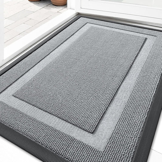 OLANLY Indoor Outdoor Doormat - Waterproof All-Season Rubber Mat | Easy Clean, Low Profile, 29.5x17, Ash Gray