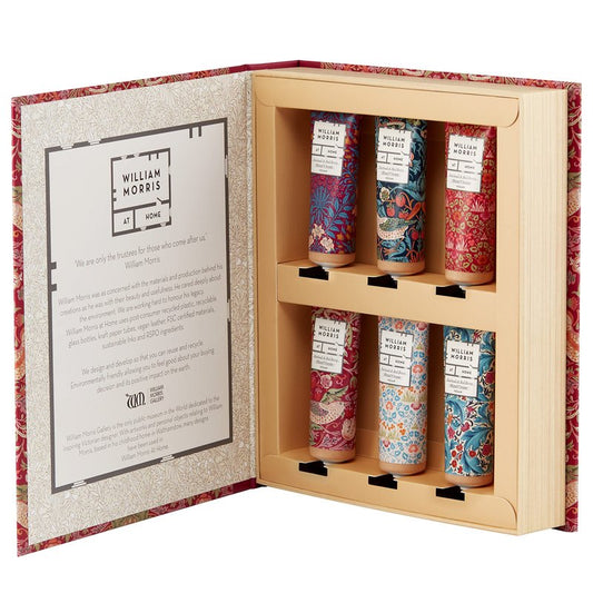 William Morris at Home Patchouli & Red Berry Hand Cream Gift Set Collection | Infused With Shea Butter & Essential Oils | Travel Friendly Sizes | 6 x 30ml