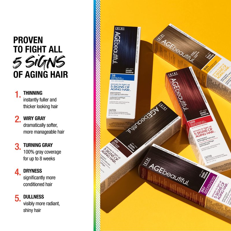 AGE beautiful Root Touch Up Hair Color Spray | Touch-Up Gray Concealer | Temporary Cover Up | Adds Volume & Covers Thinning Patches | Water, Sweat, Stain Resistant | Dark Red Brown | 2 Fl Oz