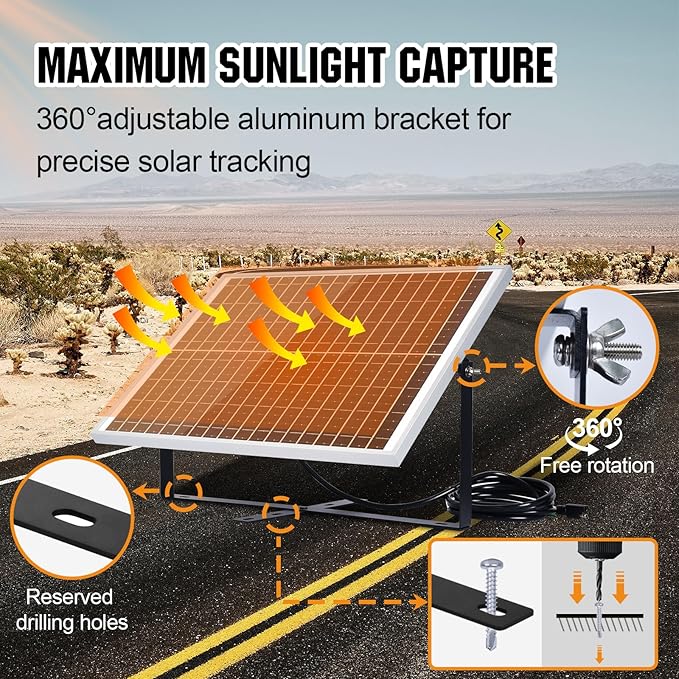 ECO-WORTHY Solar Panel Kit 25W 12V Solar Battery Charger Trickle Maintainer, 25W Solar Panel + Adjustable Mount Bracket + Upgrade Controller,for 12V Batteries Cars RV Boat Motorcycle Marine