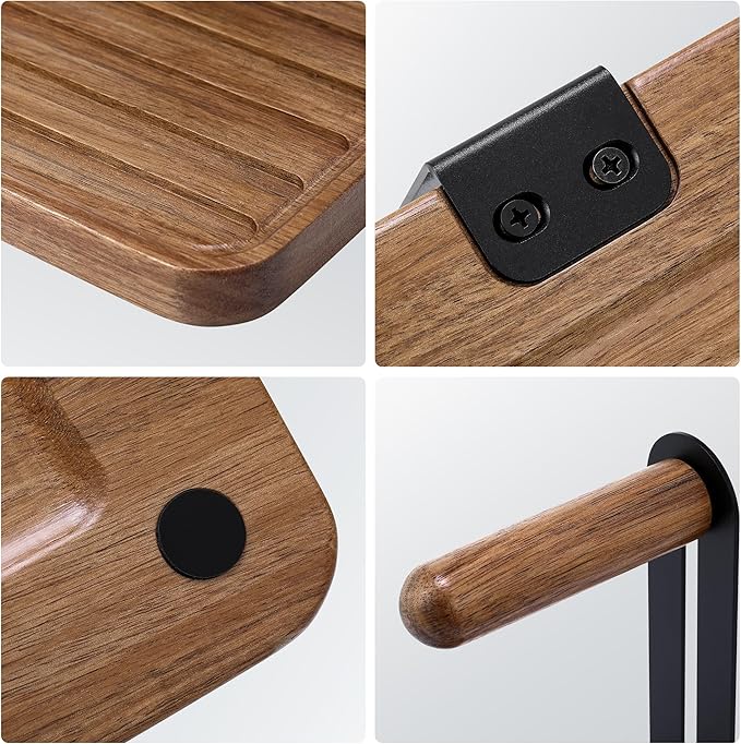blingwider Headphone Holder For Desk,Desk Headphone Mount Rack,Headphone Stand With Storage Base,Accessories Managment,Solid Wood,Matte Black