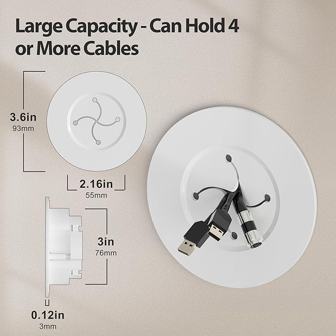 YCLYC Cord Hider for Wall Mounted TV, in Wall Cable Management Kit for Large Capacity, Wall Cable Hider Behind The Wall, Cable Raceway White Includes Hole Saw Dril Attachment - 2 Pass Locking Brackets