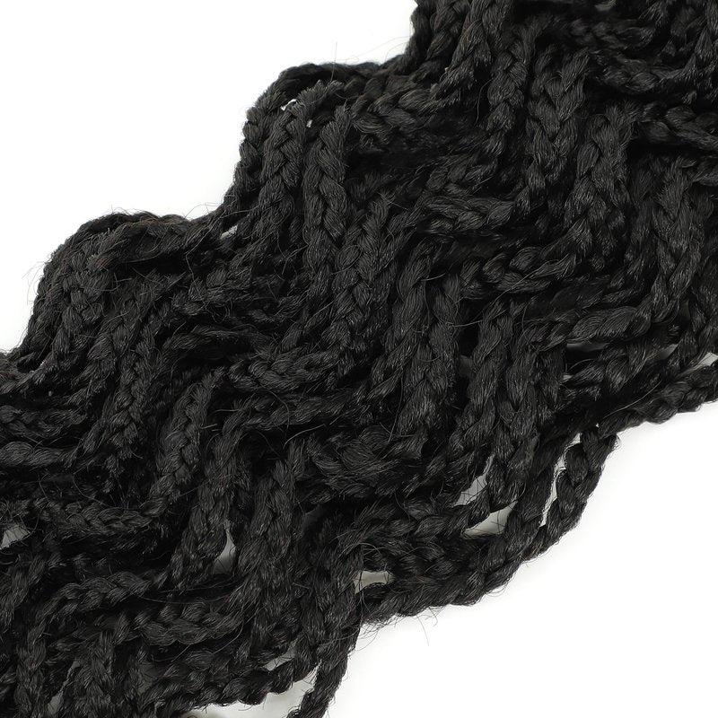 150 Strands Goddess Box Braids Crochet Hair Curly Braided Crochet Box Braiding Hair 14 Inch 3X Pre Looped Box Braid Crochet Braids Extensions 5 Packs Wavy Crochet Hair for Black Women