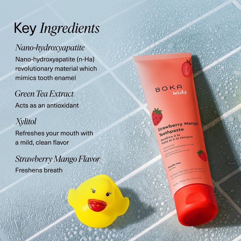Boka Fluoride Free Toothpaste Nano Hydroxyapatite Toothpaste - Strawberry Mango Flavor, 1.3 oz 2pk