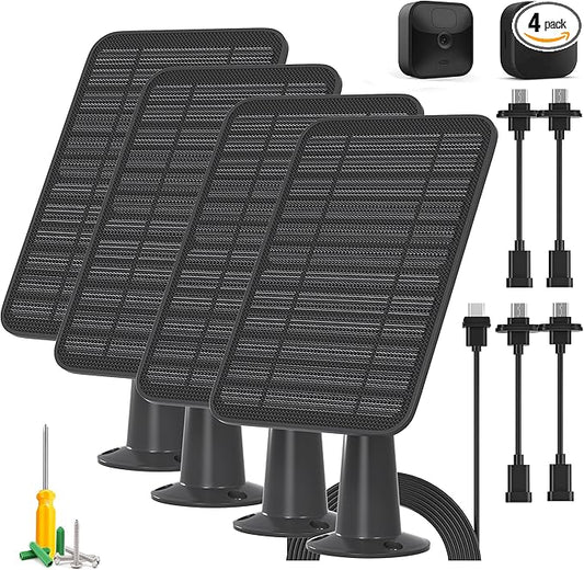 Solar Panel for Blink Outdoor 2K+/4(4th Gen)/Outdoor(3rd Gen) XT3 and XT2/XT Camera/Blink Outdoor Camera, 5W Solar Panel Charger with Mount 13.1ft Cable Rubber Plug, IP65 Waterproof, 4 Pack