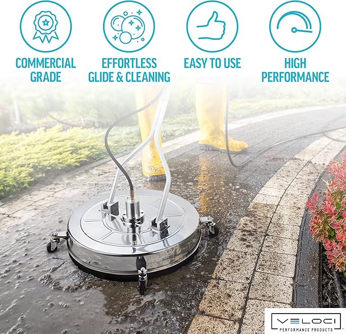 Veloci Performance HydroJet Pressure Washer Surface Cleaner Attachment with Gun for Driveways, Concrete, Patios, Commercial-Grade, 22.2001, 21â