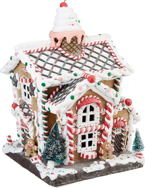 Kurt S. Adler 14-Inch Light-Up Gingerbread House | Battery-Operated Holiday Decor