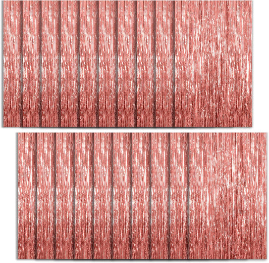 Regine Switzerland 20 Pack Foil Curtain Backdrop - Rose Gold Metallic Tinsel Fringe for Parties & Celebrations