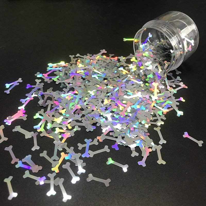 Holographic Glitter - 12mm Silver Big Bones for Festival Makeup | 10 Grams Pack