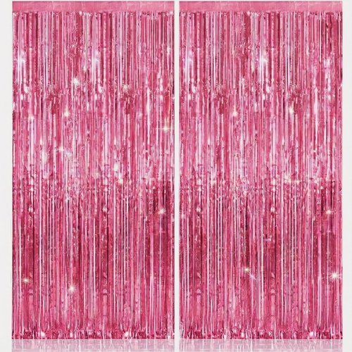 KatchOn Pink Fringe Backdrop - Large Pack of 2 | Perfect for Birthday, Baby Shower & Bachelorette Decor
