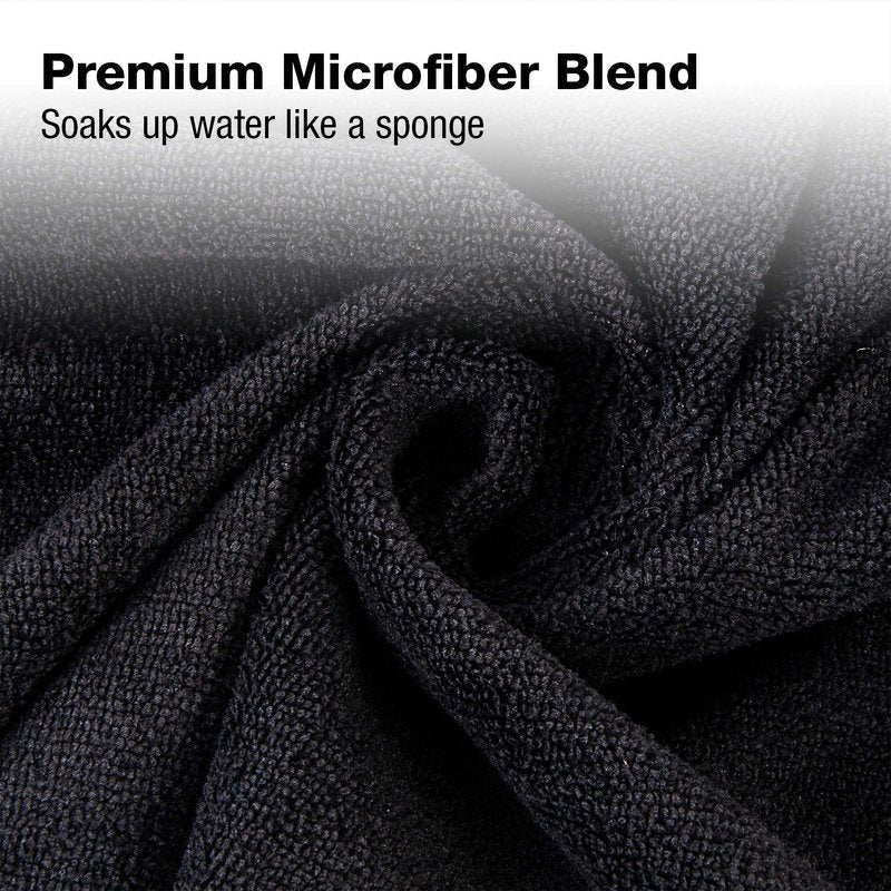 Eurow Microfiber Salon Towels – Bleachproof, Ultra Absorbent & Quick Drying – Soft, Lightweight & Durable for Hair Styling, Beauty, Barber & Spa Use, 16 x 29 Inches, 10-Pack, Black