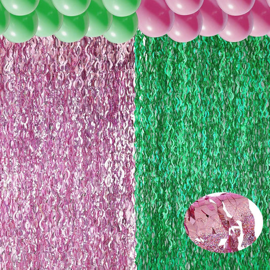 Skiennix 6 Pack Foil Fringe Curtains - Wavy Metallic Tinsel Backdrop for Birthday & Wedding Decor