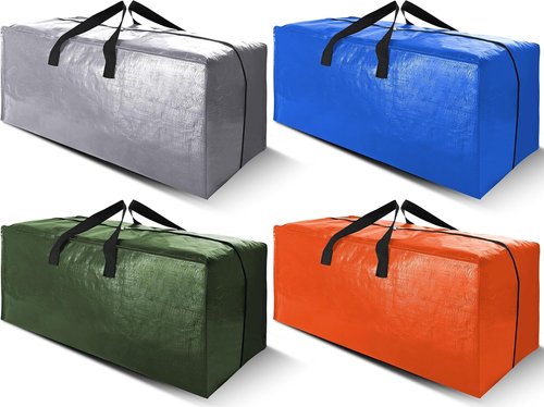 Cosy Family Extra Large Moving Bags - Heavy Duty Storage Totes with Backpack Straps | Set of 4, Multicolored