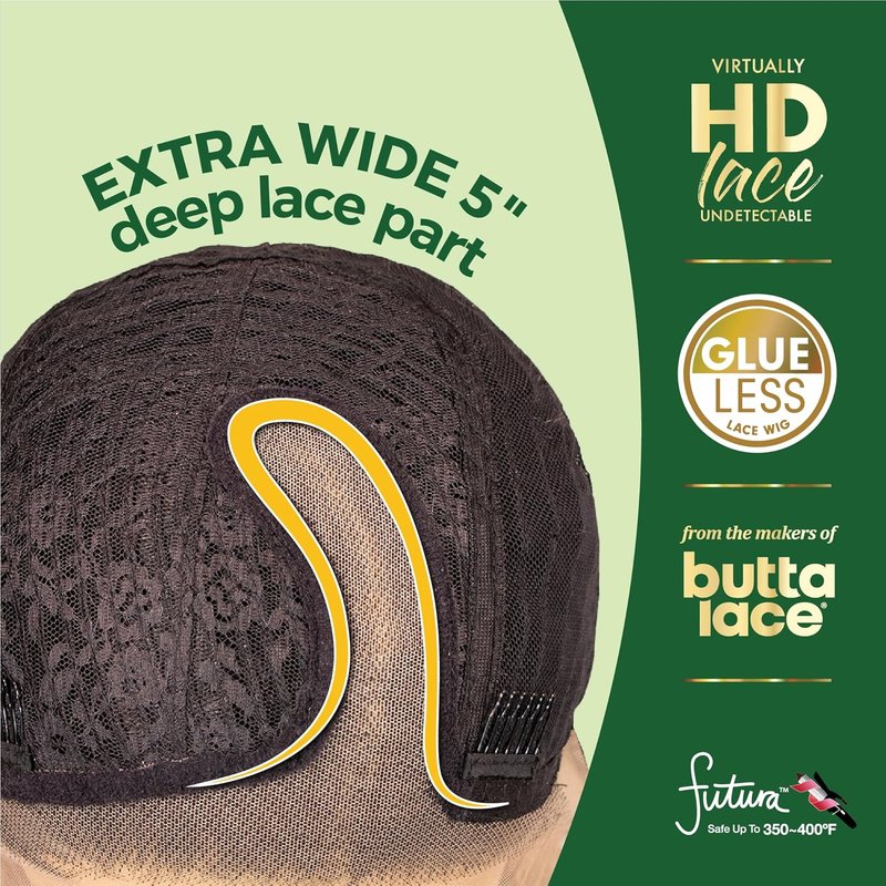 Chicbob Lace Front Wig - Lob Unit 3 Glueless Synthetic Hair with 5-Inch Deep Part | Jet Black