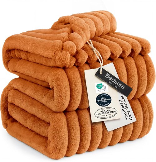 Bedsure GentleSoft King Blanket - Cozy Orange Fall Throw, Perfect for Couch & Bedroom, 108x90 Inches