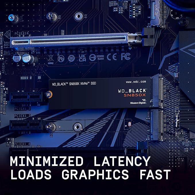 WD_BLACK SN850X 2TB NVMe SSD - M.2 2280, Up to 7,300 MB/s Read speeds, Up to 6,300 MB/s write speeds, Gaming Expansion, High Performance Internal Solid State Drive - WDS200T2X0E