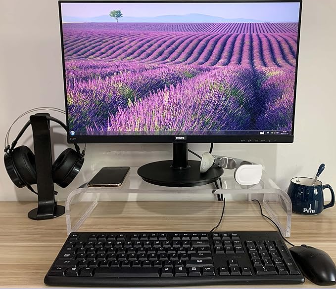 ZEAYIFA Clear Acrylic Monitor Stand,Keyboard Cover Protector Anti-Cat Prevent Cats from Touching Keyboard,Stand for Laptop, 1525-001