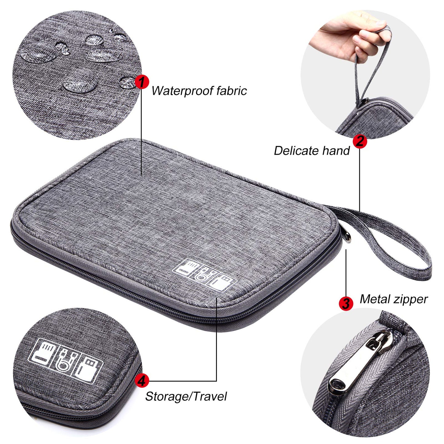 SELLYFELLY Travel Electronics Organizer Portable Cable Organizer Bag for Storage Electronic Accessories Case for Cord,Phone,Charger,Flash Drive (Gray)
