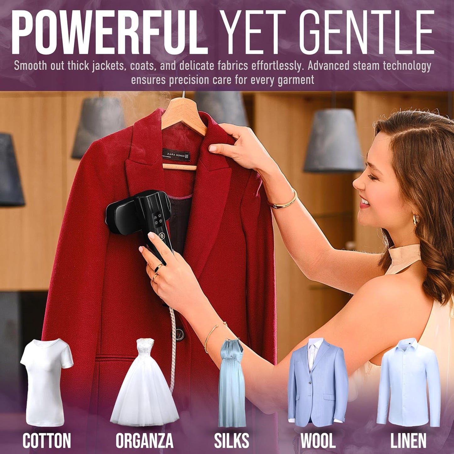 Skiennix Travel Garment Steamer - 1200W Handheld Clothes Steamer with 4 Modes & 20s Fast Heating | Portable Black Fabric Steamer for Home & Travel