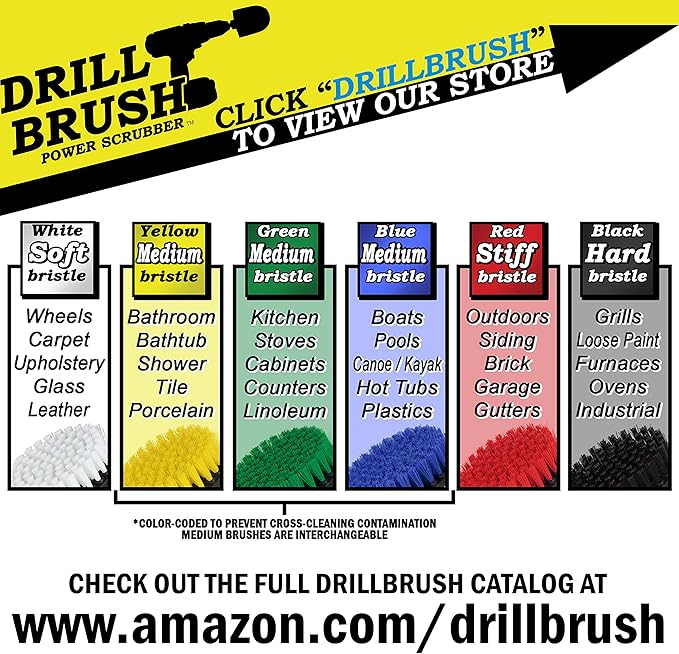 Drill Brush Attachment Set for Cleaning Wheel, Shower, Bathroom - Crevice Cleaning Brushes - Interior Car Detailing Power Scrubber Kit - Gap Cleaner Drill Brushes Attachments - Narrow Space Brush Tool