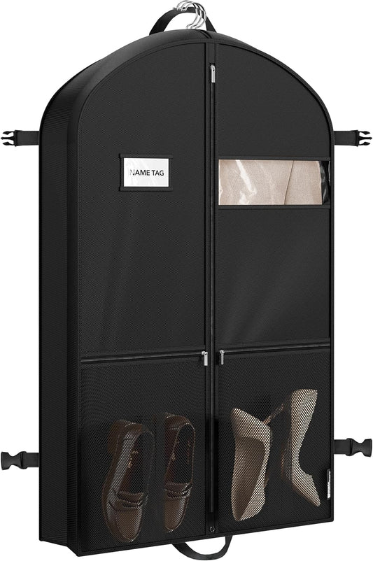Simple Houseware 43" Travel Garment Bag - Heavy Duty 300D Polyester with Pockets for Suits & Dresses