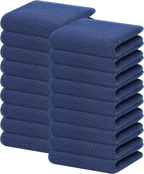 Homaxy 100% Cotton Kitchen Dish Towels - Ultra Soft, Absorbent & Quick Drying | 13 x 28 Inches, Navy Blue, 18-Pack