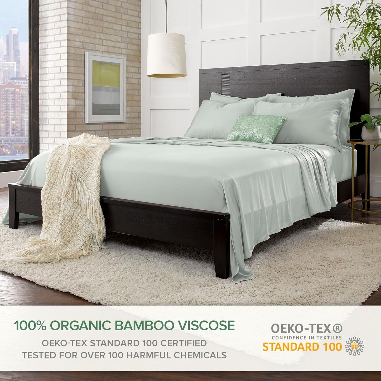 Pure Bamboo Twin XL Sheets - Luxuriously Soft & Cooling 100% Organic Viscose Bed Sheet Set | Sea Glass Color