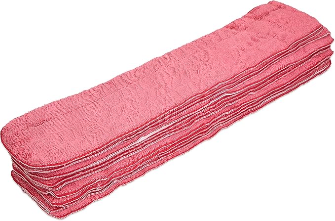 Arkwright Spray Mop Replacement Pads - (Case of 120) Bulk Microfiber Flat Dry and Wet Refill Mop Pads Floor Cleaning, Compatible with Bona and Rubbermaid, Fits All Mop Heads, 24 in, Red