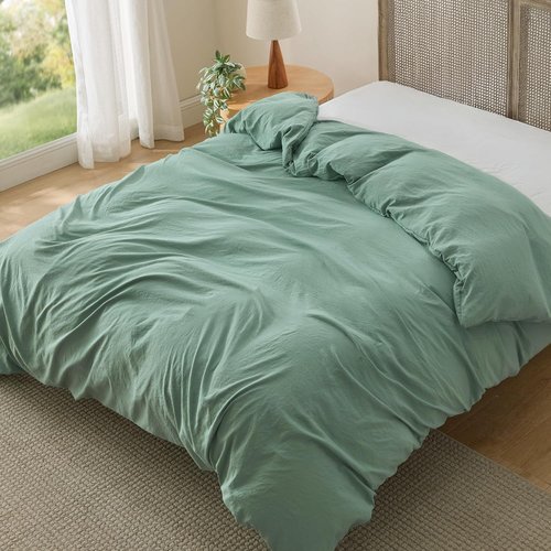 Bedsure Sage Green Duvet Cover | King Size 104x90 Inches - Extra Soft Prewashed Cotton-Like Polyester