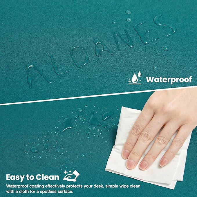 ALOANES Green Waterproof Desk Mat, Large Mouse Pad with Extended Mouse Mat, with Anti Slip Base, Stitched Edge, Grain Jacquard Surface, Perfect for Gamer, Office& Home 3XL(35.43"x15.74"x0.12")