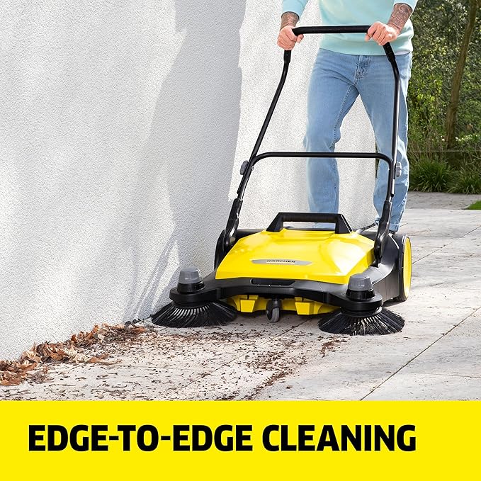 KÃ¤rcher Walk-Behind Outdoor Push Sweeper S 6 Twin for Workshops, Warehouses or Garages - 6X Faster Than a Push Broom, 10 Gallon Capacity, 33.9" Sweeping Width