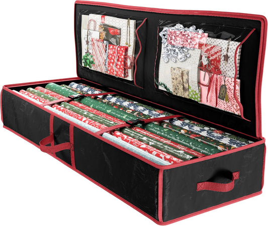 Regine Switzerland Heavy Duty Wrapping Paper Organizer - Black Storage Bag for Gift Bags & Decorations